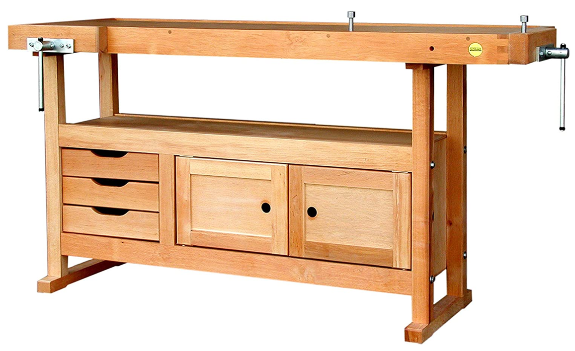 OUTIFRANCE - 0013153 Etabli Bois D'atelier à Caisson 1500x500mm - 2 Portes / 3 Tiroirs