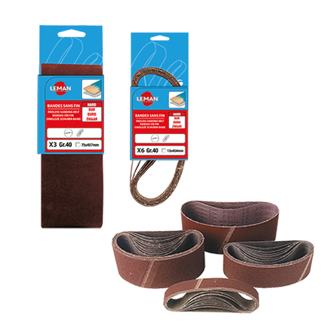 LEMAN - Lot De 3 Bandes Abrasives Sans Fin Corindon (différentes Dimensions)