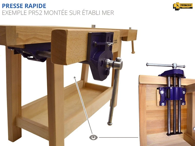 ETABLIS FRANCOIS - ESC Etablis Sculpteur / Luthier Avec Presse Avant à Serrage Rapide PR52 (presse Avec Système De Débrayage Rapide Et Automatique) – Image 3